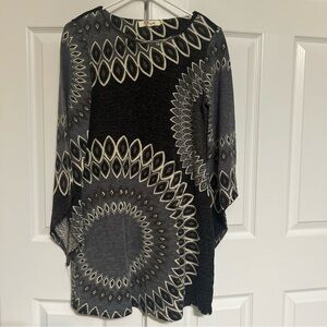 Aryeh Gray & Black Sweater Dress With Mandala Print Size Medium